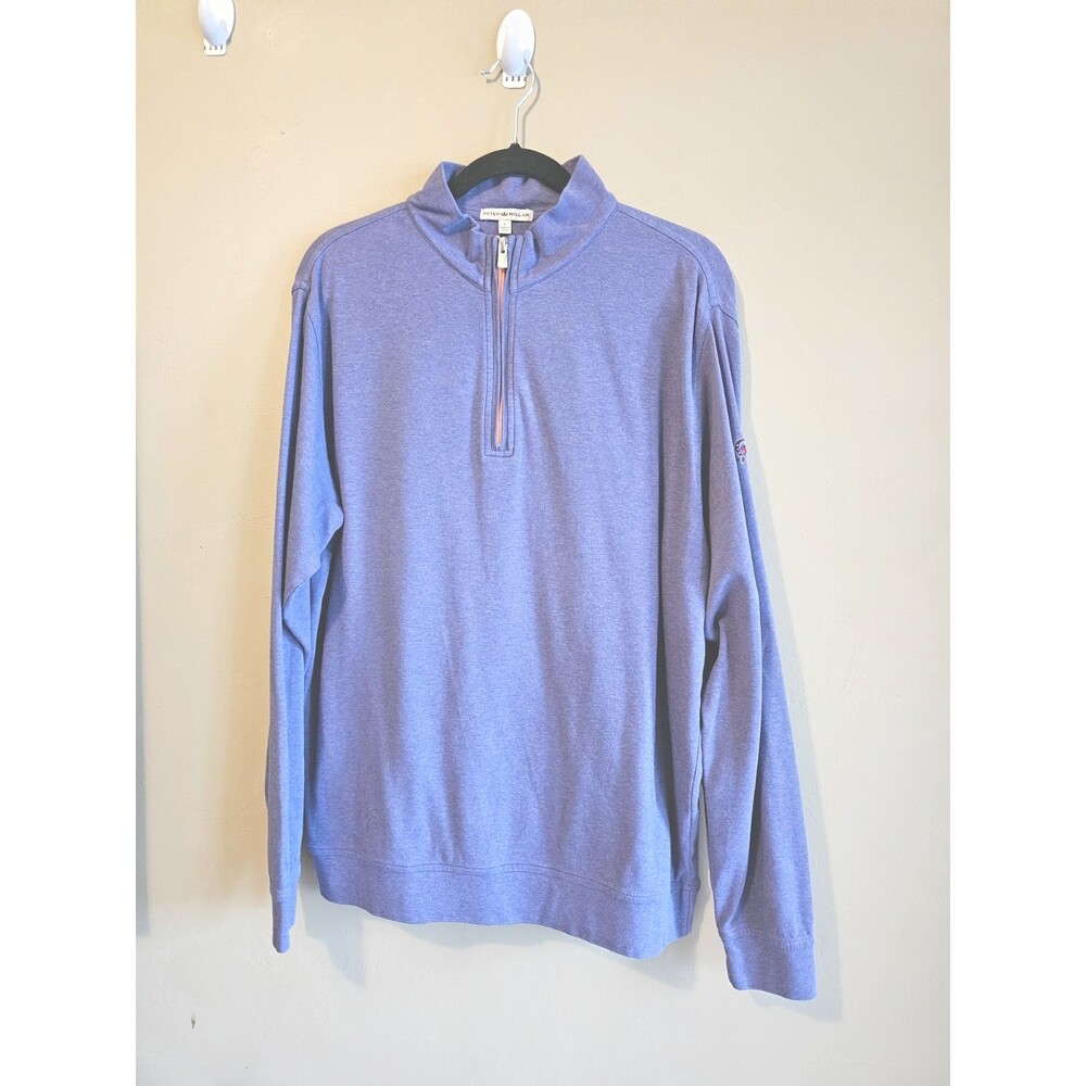 Peter Millar 1/4 Zip Size Large Men’s Golfwear-PURPLE-Logo on arm